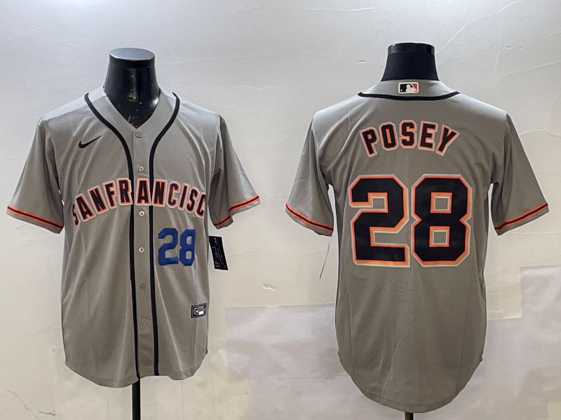Men San Francisco Giants 28 Posey Grey Game 2025 Nike MLB Jersey style 4